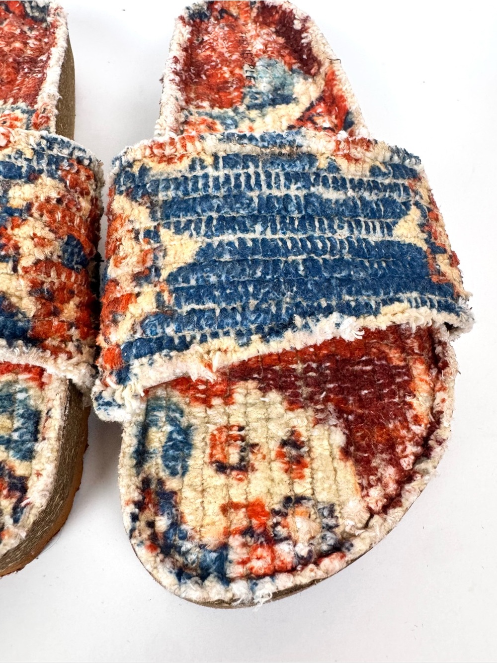 Free People Woven Wonders Footbed Sandals Navy Rust Combo Size 7 - Picture 13 of 17